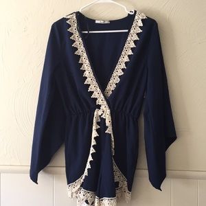 Blue lace romper